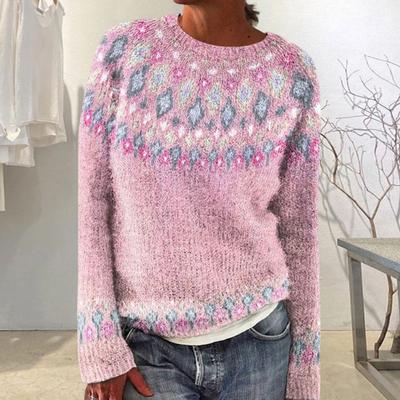 Женский свитер с круглым вырезом и длинным рукавом с 3D-цифровым принтом, трикотажные топы свободного кроя, повседневная трикотажная одежда для работы и вечеринок