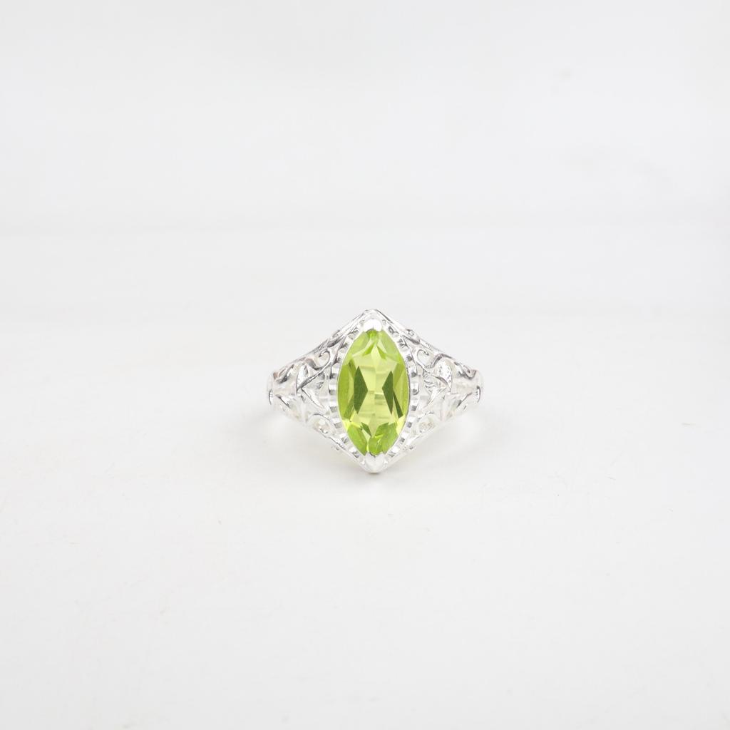 Peridot Gemstone 925 Sterling Silver Jewelry Designer Ring For Anniversary Gift CZR-4-3