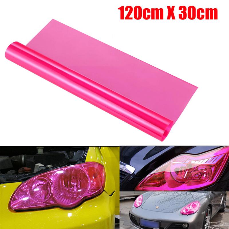 30 ×120CM Self Adhesive Headlights Tail Lights Fog Lights Tint Vinyl Film (Pink)