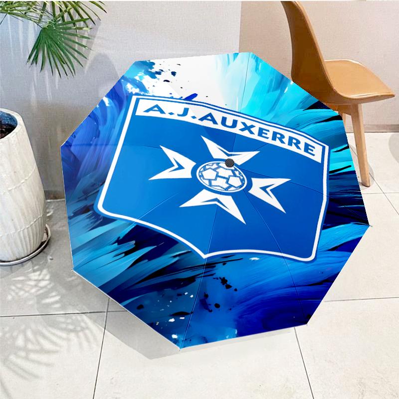 Auxerre Crest Design Automatic Folding Umbrella - 8-Rib Travel Umbrella with Auto Open/Close & Portable, Gift for Christmas, Birthdays