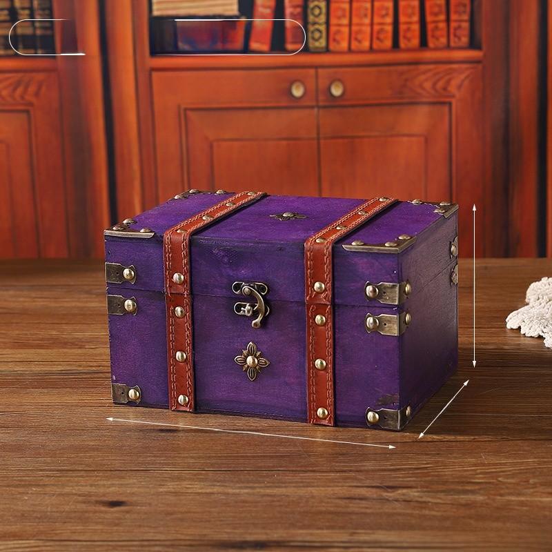 Storage Wooden Vintage Box With Lid For Desk And Shelf Organization Decoration
