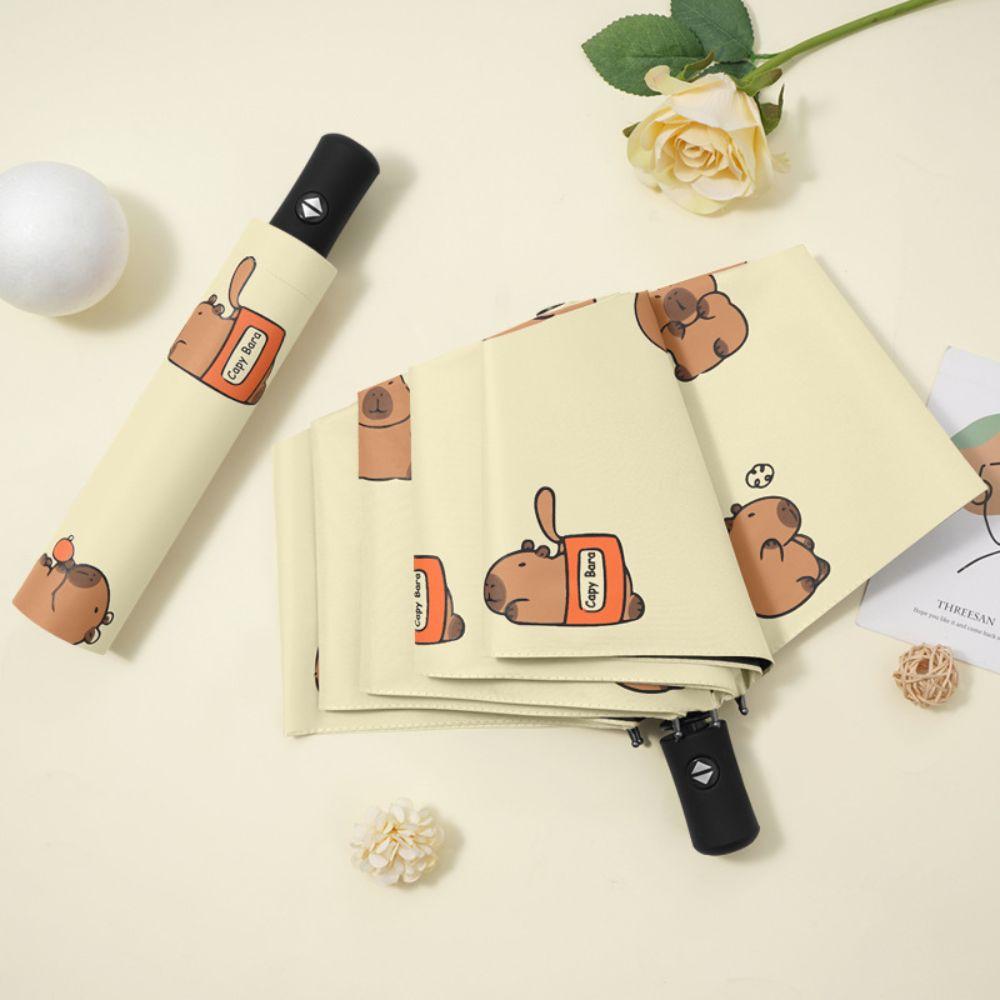 Black Glue Parasol Cute Three-fold Umbrella New Capybara Umbrella