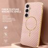 For Samsung Galaxy S24+ Phone Case Carbon Fiber Textured Electroplated TPU Back Cover