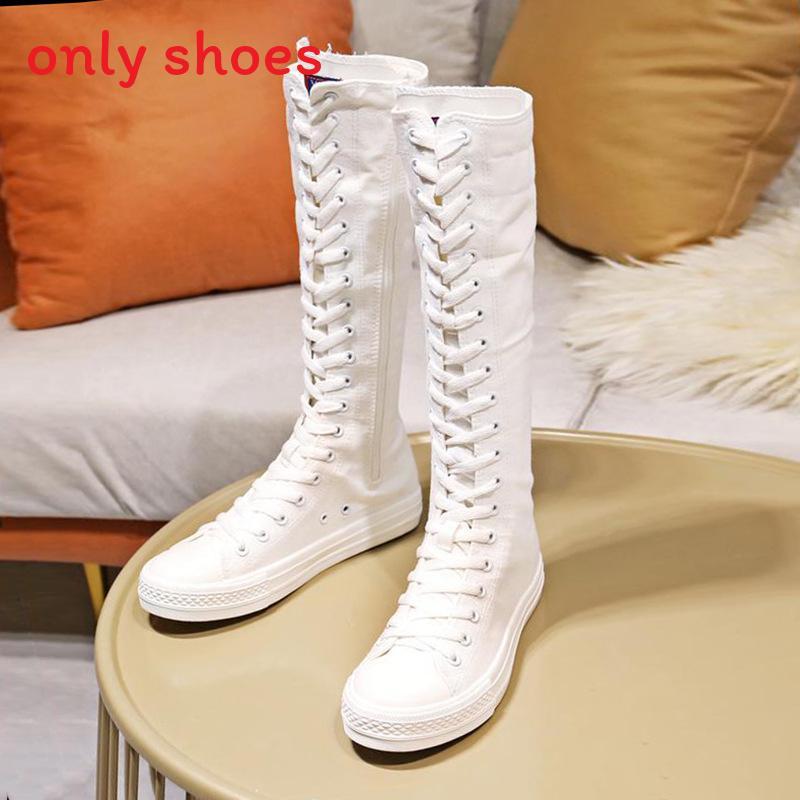Canvas Sneakers Women Casual Slipon With Side Zipper For Spring Fashion