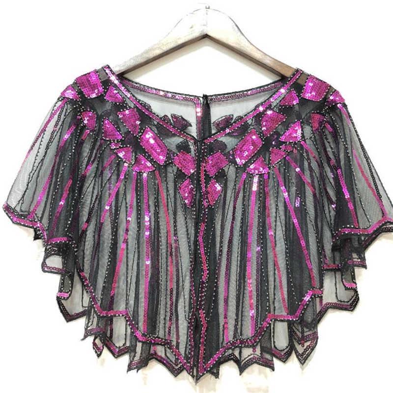 Wedding Dress Shawls Shawl Beaded Sequin Deco Evening Cape Flapper Cover Up Poncho