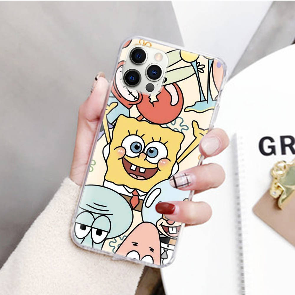 JS45 SpongeBob Friend Прозрачный чехол для Samsung A04 A14 A23 M33 M53 Realme 10 9 C35 C55 VIVO Y02 X80 Infinix Hot 30 Note 11 Tecno Spark 8P Pro
