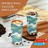 Green Blue Camouflage Pattern Travel Mug, Insulated Coffee Tumbler, Vacuum Stainless Steel Cup, Leakproof Reusable Thermal Bottle for Outdoor Camping
