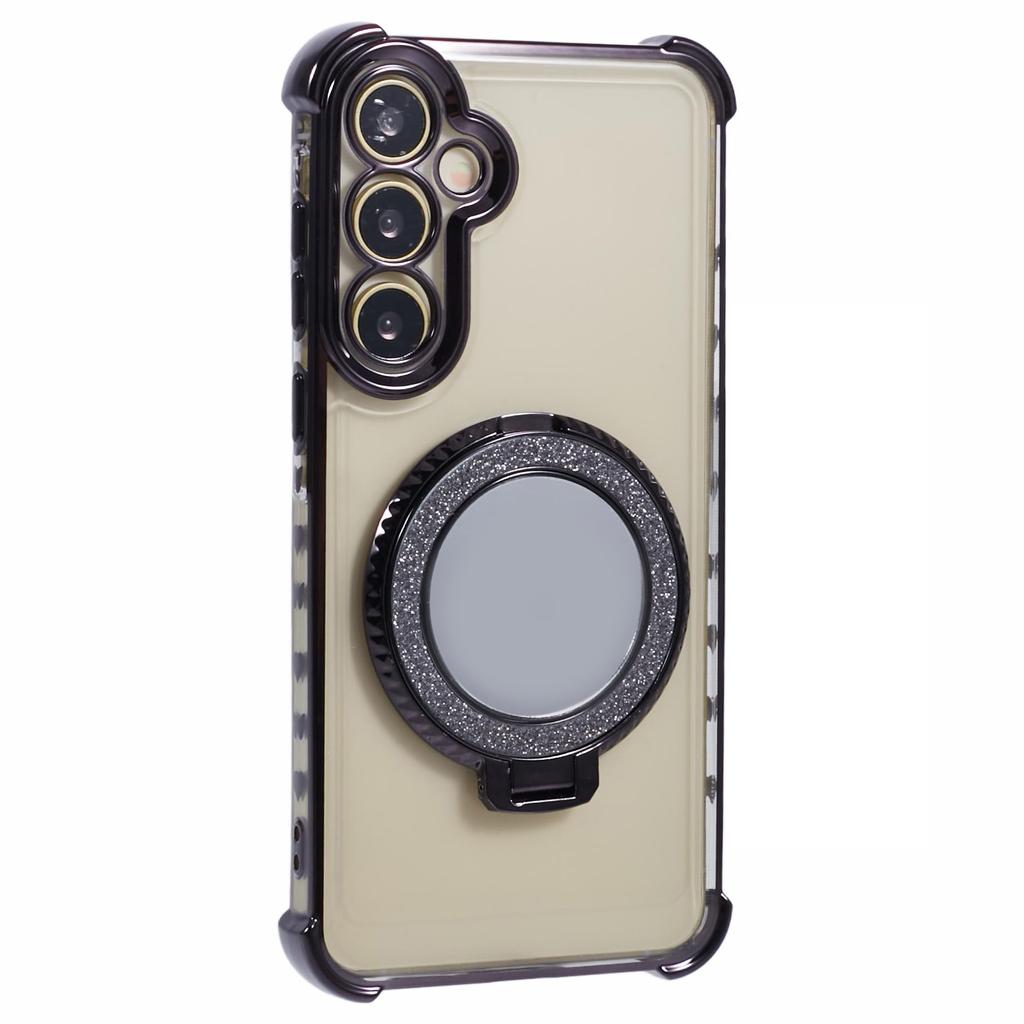 For Samsung Galaxy A35 5G Side Heart Pattern Case Kickstand TPU Phone Cover with Mirror