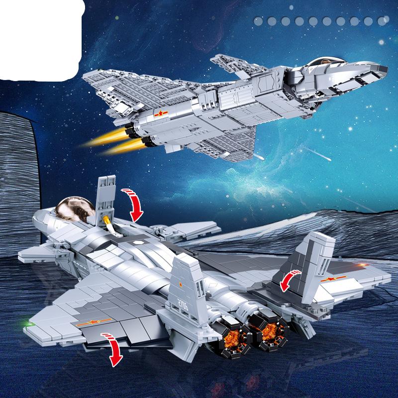 Истребитель-невидимка пятого поколения J-20, модель самолета, китайские ВВС, собранный мальчик, военный истребитель, 926 шт.