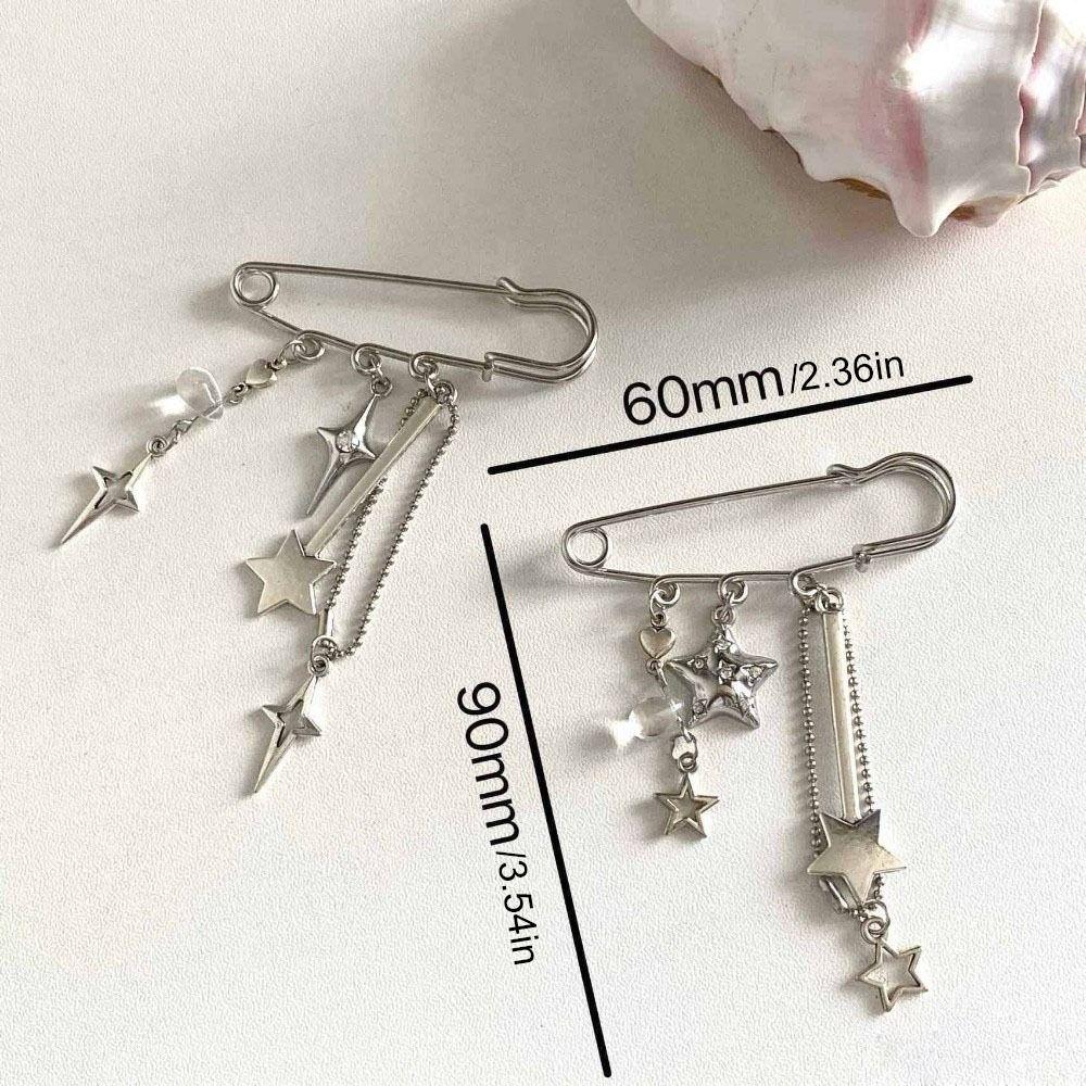 Y2k Gothic Star Brooch Clip Bag Charm Beaded Brooch Sweet Beaded Bag Pins  Shirt Collar
