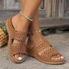 Women's Summer Sandals, Floral Cut-Out Design, Artificial Leather Slides, Casual Comfort Footwear, Non-Slip Sole