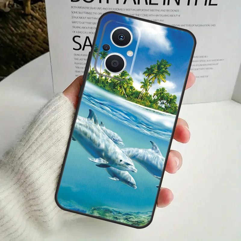 Animal Dolphin Case For OPPO Reno 8 7 6 5 4 Lite 8T 5Z 4Z 10 11F OPPO Find X5 X6 Pro X2 Neo X3 Lite Cover