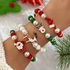 Set of 4 Christmas Charm Bracelets - Cute Holiday Santa Claus, Reindeer, Glove Pendants, Suitable for Daily Wear