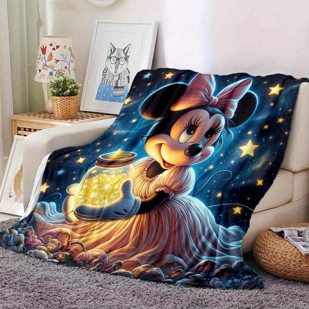 1pc, Magical Starry Night Minnie Mouse Throw Blanket - Soft and Cozy Home Decor for Room or Living Roomz012