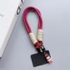 Creative Short Woven Lanyard Color Blocked Knotting Mobile Phone Case Keychain Detachable Anti-Lost Made Polyester Offset
