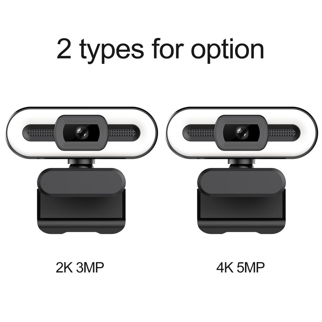 4K USB Plug and Play Webcam with Built-in Microphone Lighting for Live Stream Video Call Video
