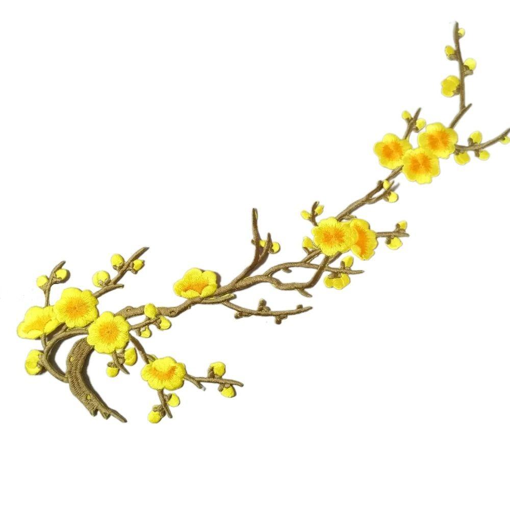 Flower Shaped Plum Blossom Applique Embroideried Self-adhesive Cloth Patches Iron on DIY Clothes Sticker Sewing