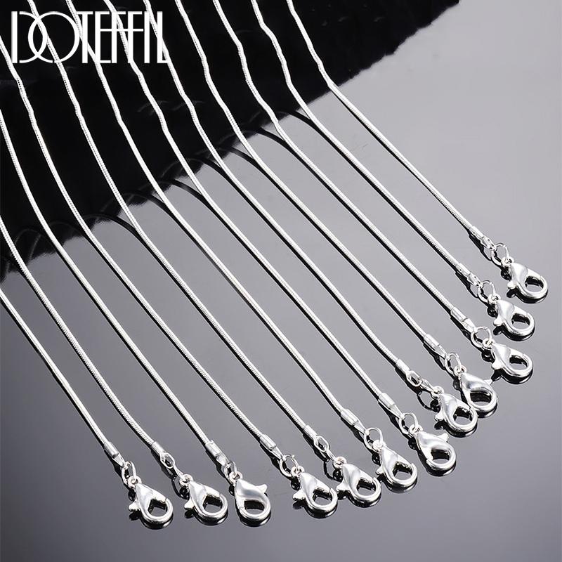 DOTEFFIL 925 Silver 5/10pcs/Lot 16/18/20/22/24/26/28/30 Inch 1.2mm Snake Chain Necklace For Woman Man Fashion Jewelry