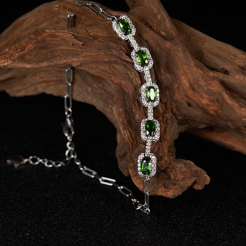 Модный браслет Fashion Treasure Jewelry из стерлингового серебра S925 с натуральными топазом, гранатом, диопсидом для женщин