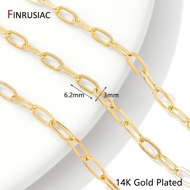 Позолоченная латунь 14K Звенья-скрепки Цепь овальные звенья Кабель оптом Цепь для изготовления ювелирных изделий своими руками Фурнитура Компоненты для ручной работы