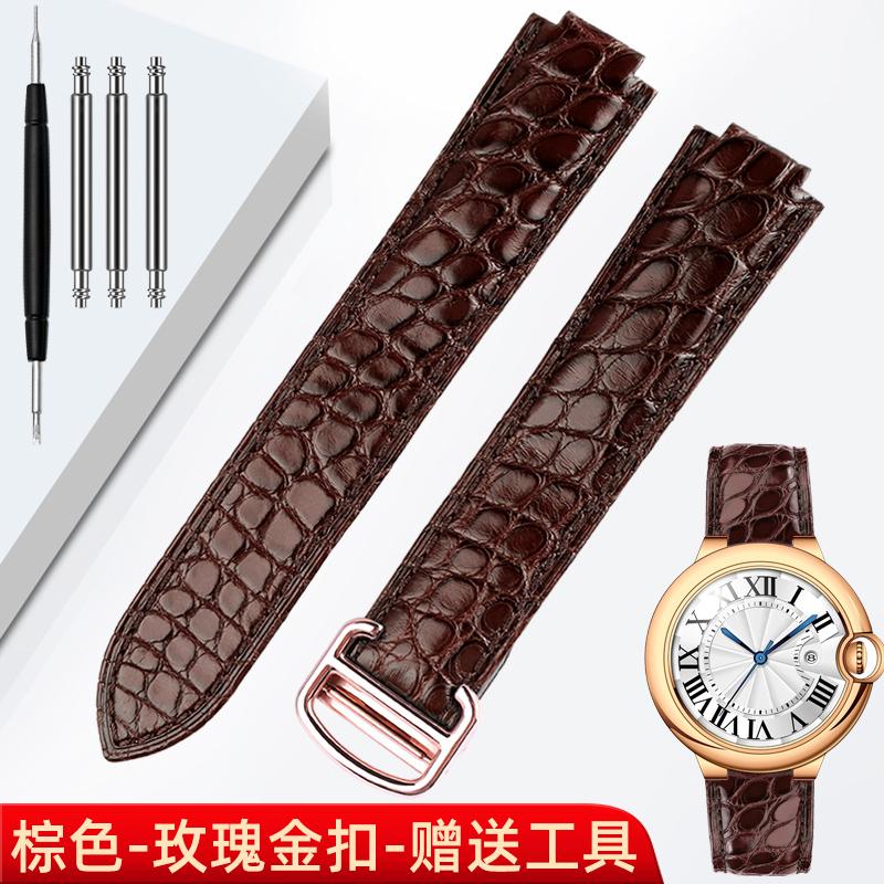16 18 20 22 мм Для Cartier синий шар кожаный ремешок для часов Синяя крокодиловая кожа выпуклый мужской женский Складная пряжка ремешок для часов браслет