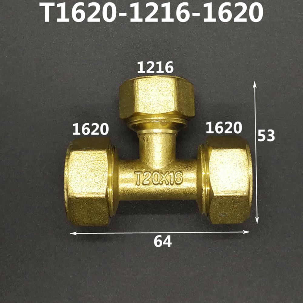 Латунный компрессионный тройник для труб Pex 1216/1418/1620/2026/2632 Равнопроходные и переходные фитинги для алюминиево-пластиковых труб для напольного отопления