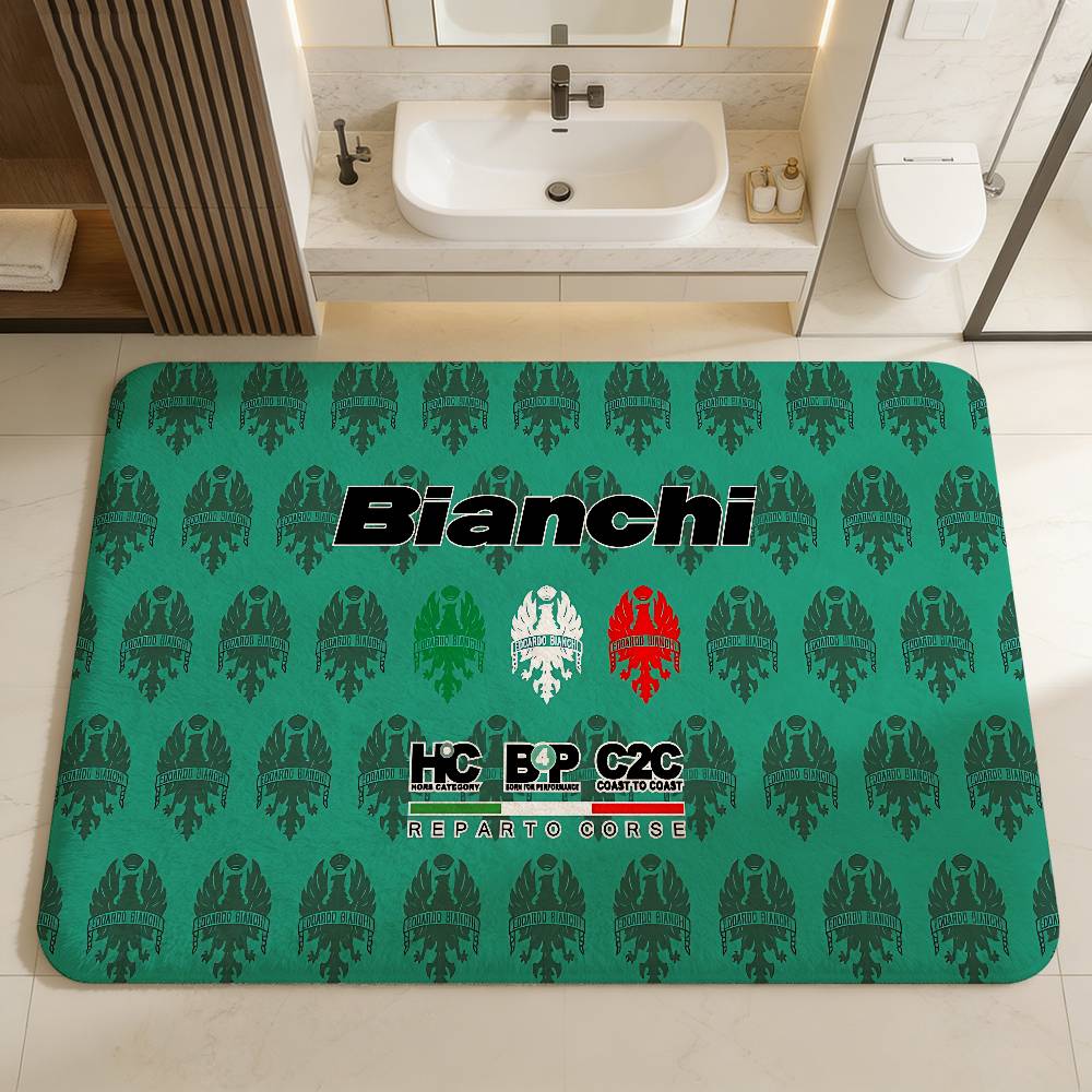 B-BianchiS Bike Logo Floor Mat Rectangle Anti-slip Home Soft Badmat Front Door Indoor Outdoor Mat Welcome Doormat