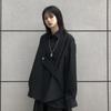 Women's Blouse Asymmetrical Japanese Style Top Streetwear Punk Cool Black Shirt Oversize Long Sleeve Button Up Alt Clothes