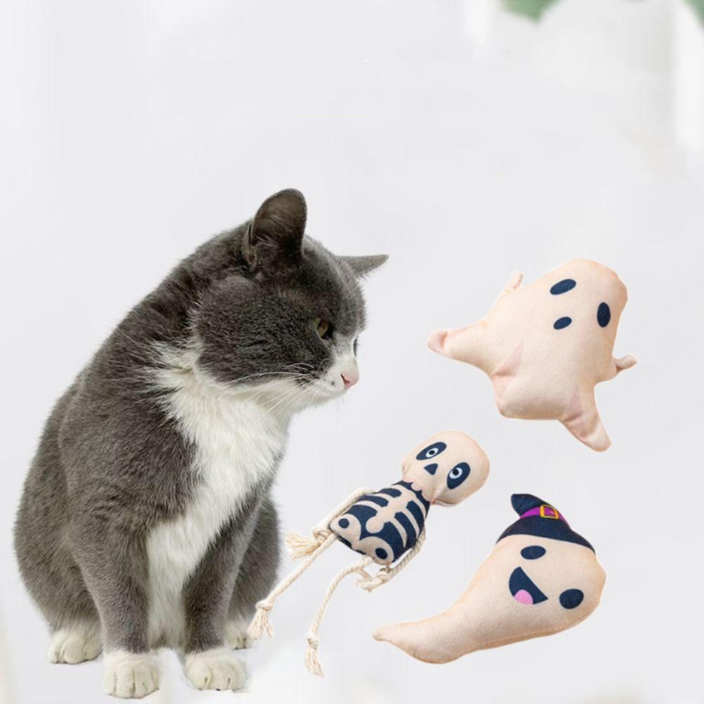 Ghost/Spirit/Pumpkin Cat Chewing Fun Doll Plush Halloween Cat Teeth Grinding Toys  Cleaning Teeth