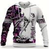 2024 Men's Casual Fishing Pattern 3D Print Hooded Sweatshirt Fashion Long Sleeve Tops Graphic Hoodie with Kangaroo Pocket