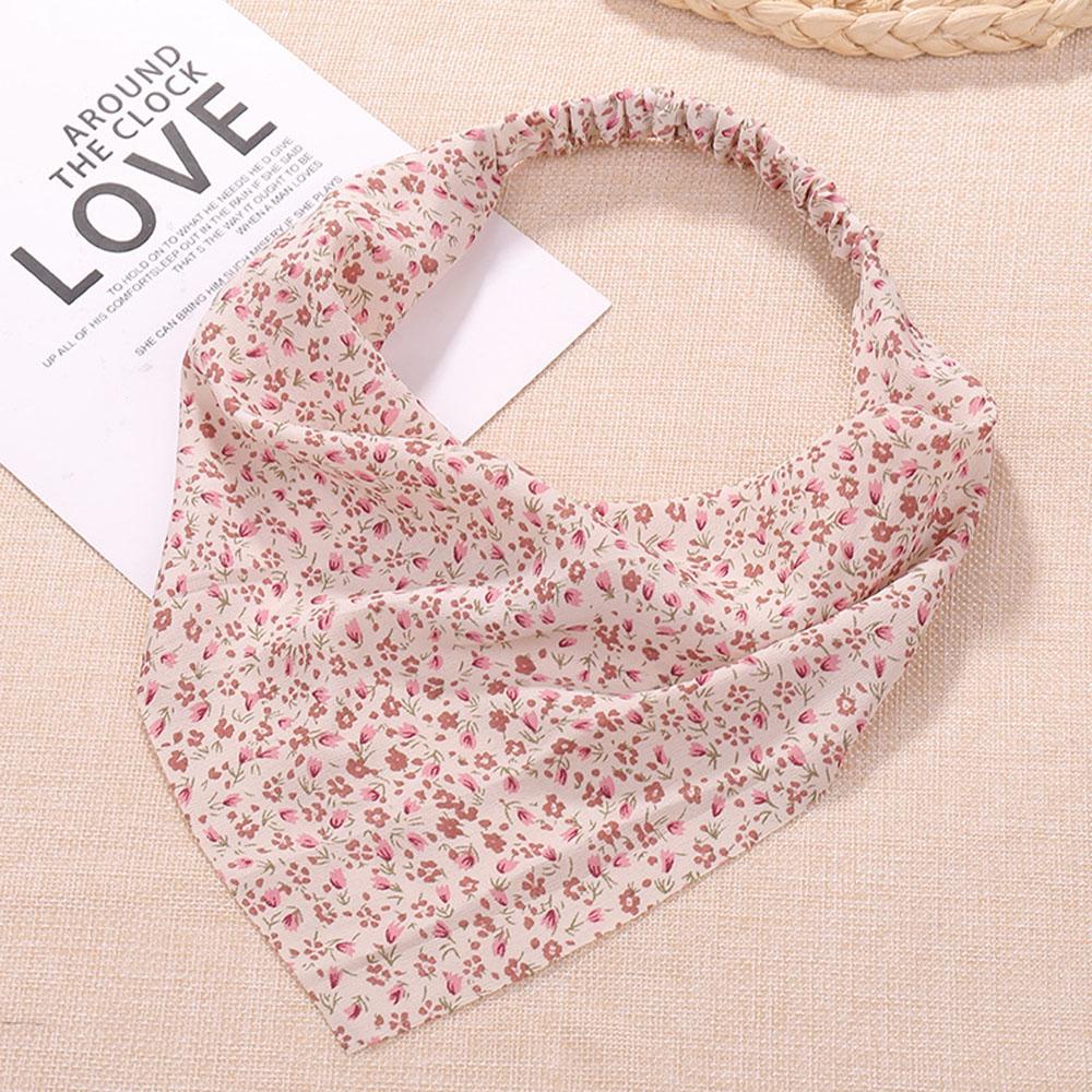 Ткань Женская эластичная повязка на голову с цветочным принтом Цветочный тюрбан Треугольная повязка на голову Аксессуары для волос