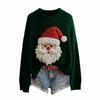 Женский модный пуловер с рождественским принтом, с длинным рукавом и вырезом под горло, вязаный свитер-топ