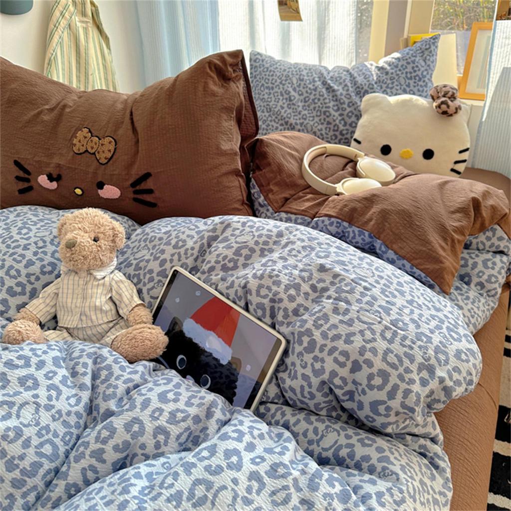 2026 Стирка: Да Принт: Леопард Материал: Велюр Тип: Кроватка для котят Комплект постельного белья - Тема: Леопард