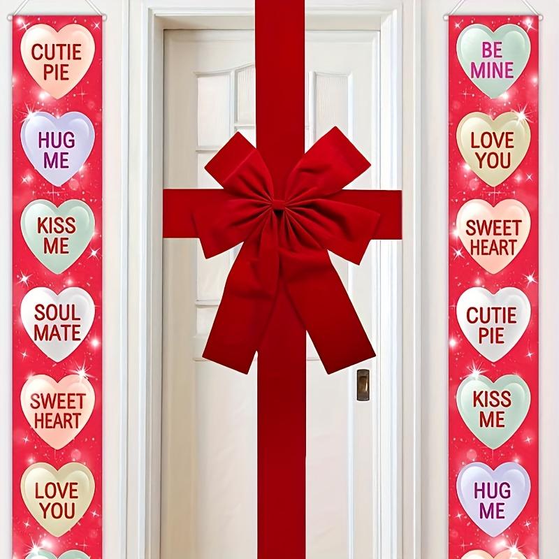 Large Hanging Bow Decoration - Elegant Red Christmas Ribbon, Holiday Door Decoration, No Electricity Required, Easy To Hang