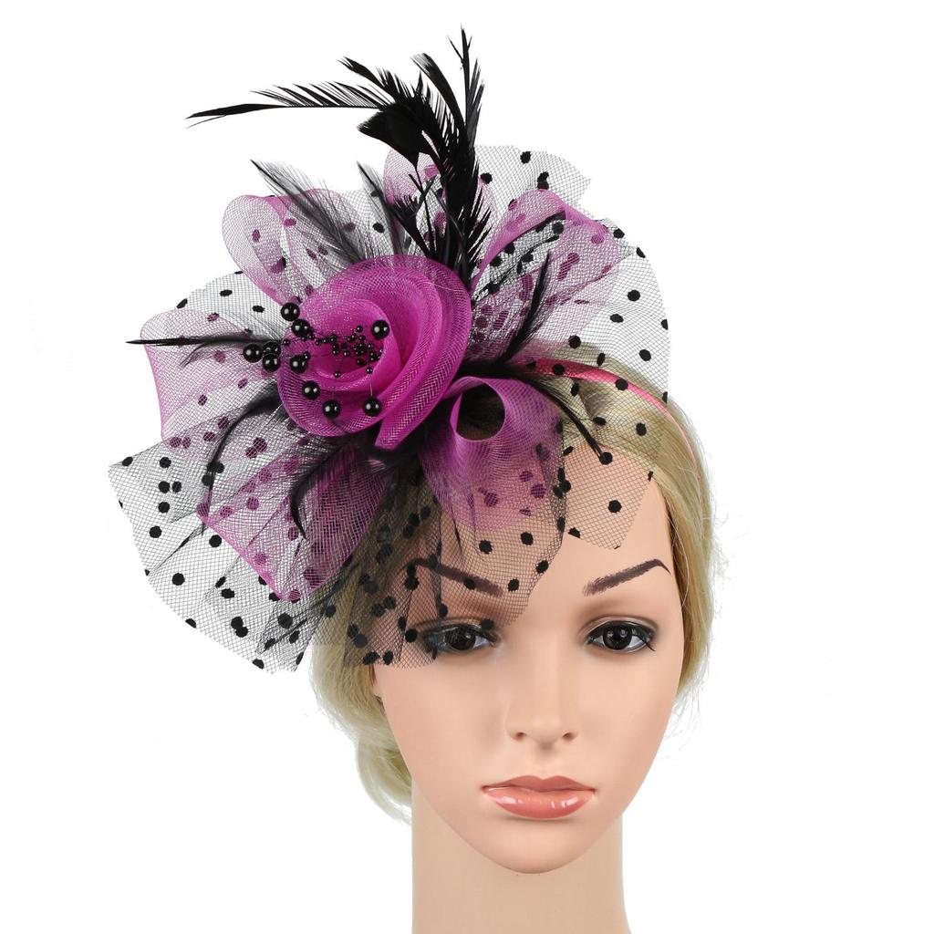 Flower Cocktail Wedding Feathers Hair Clip Alice Headband Clip Fascinator Hat Tea Party Headband