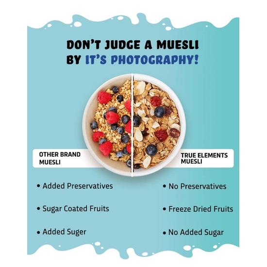 True Elements Berries Mix Muesli – 1kg | Wholegrain Cereal with Cranberries & Blueberries