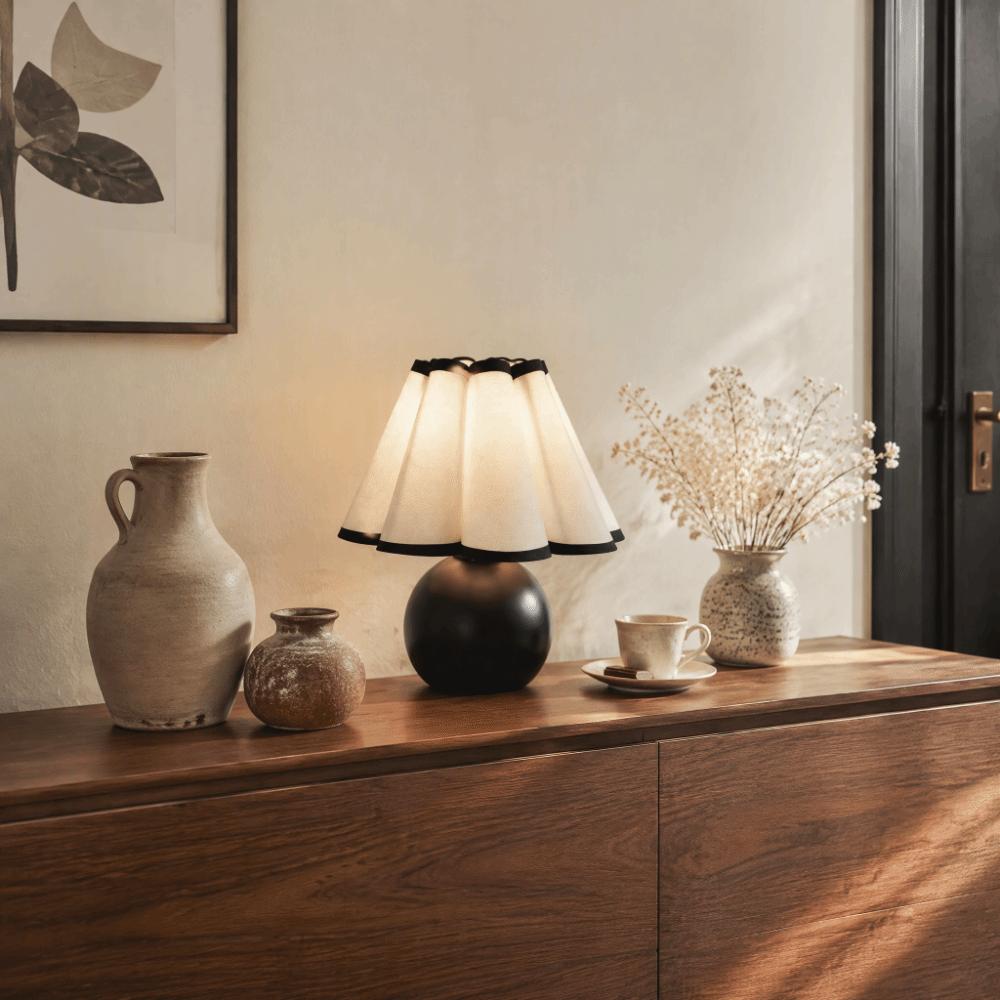 Brass Gold Table Lamp Walnut Wood Grain Night Light Shelves Ambient Night Light  Living Room Decor