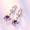 925 Sterling Silver Earrings Jewelry High Quality Retro Simple Pattern Purple White Zircon Earrings Sale