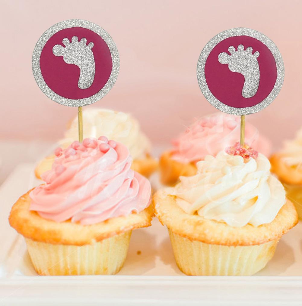 Дарлинг Сувенир| Блеск Baby Foot Baby Shower Toppers для капкейков | Десертные украшения - упаковка