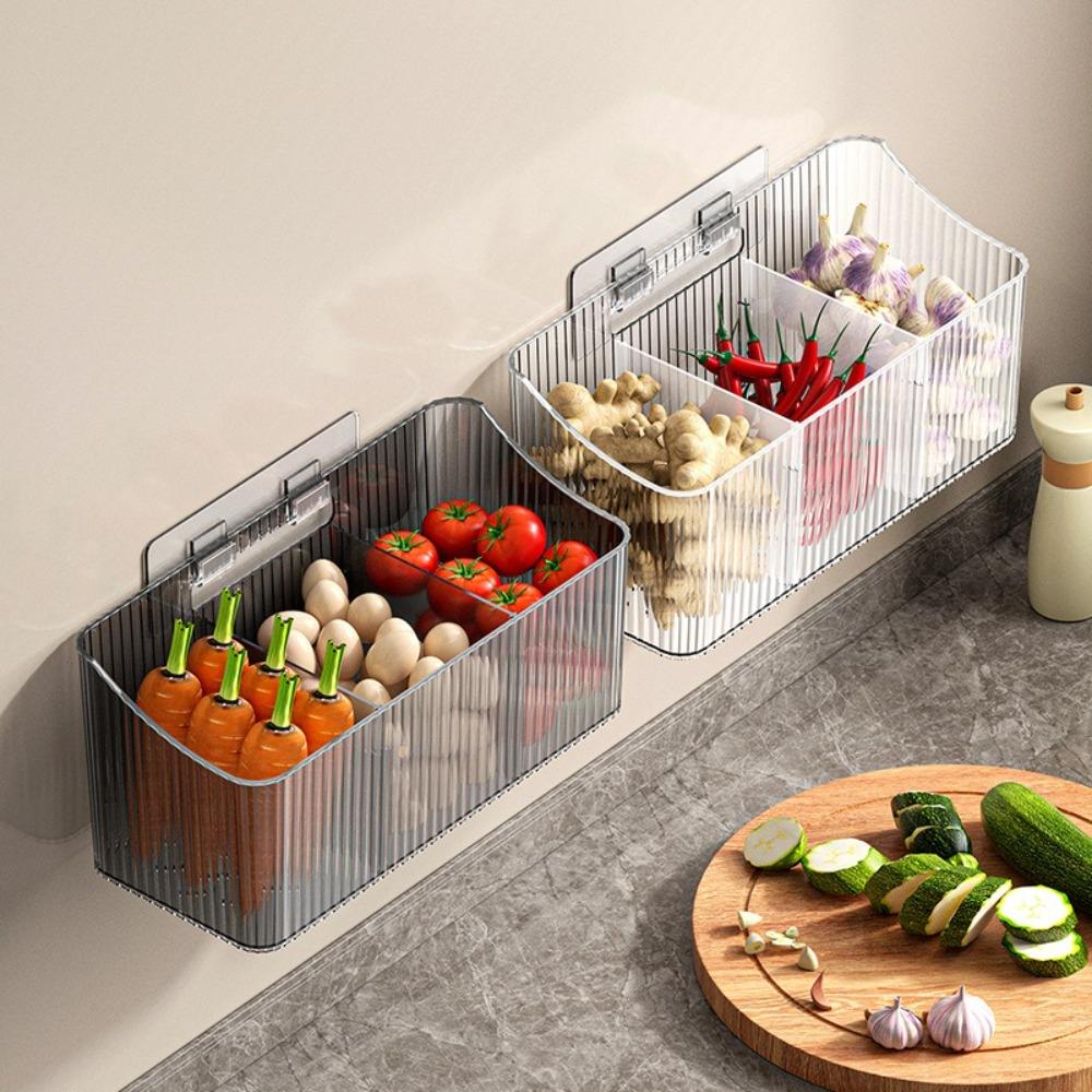Transparent Kitchen Storage Basket No Punching Spices Container  Kitchen Supplies