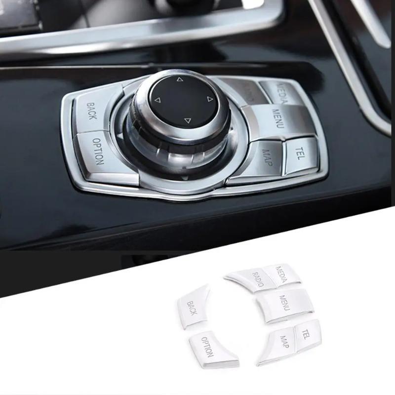 For BMW 5 Series F10 2011-2017 ABS Silver Car Multimedia Panel Button Cover Trim Sticker Interior Car Accessories