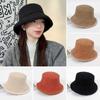 Corduroy Fisherman Cap Warm Panama Hat Winter Sun Cap Men Women