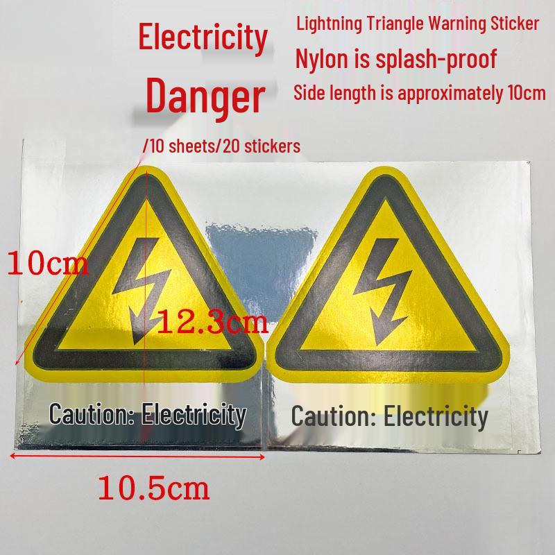 PVC Outdoor Triangular Warning Sticker: Caution! Risk of Electric Shock