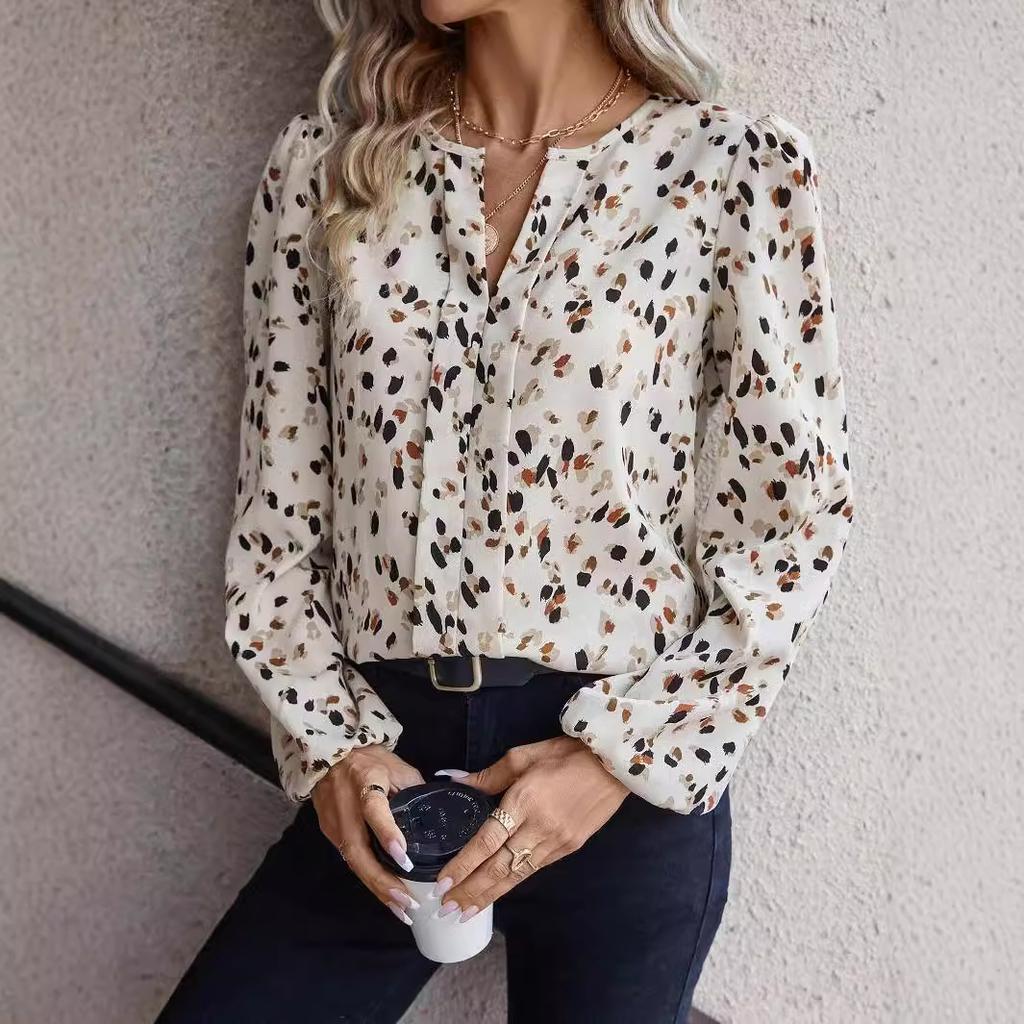 Женская рубашка-топ с рукавами-фонариками и принтом All Match, весна-лето