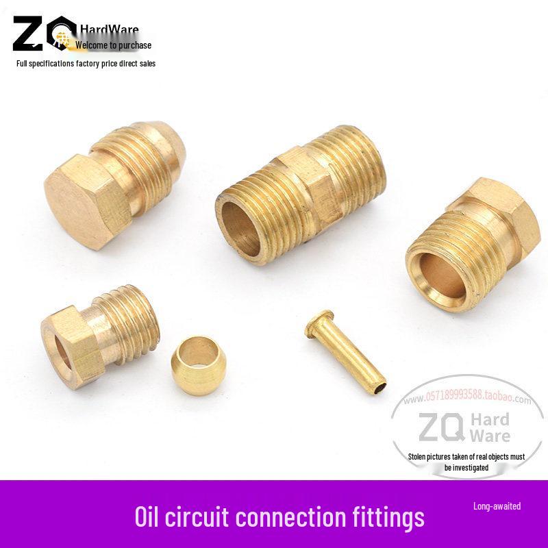 Oil Circuit Distributor Set: Nylon Tube, Copper Double-Ended Plug, Bushing, Inner Snap Ring (810x1 to 1/4), 68mm.
