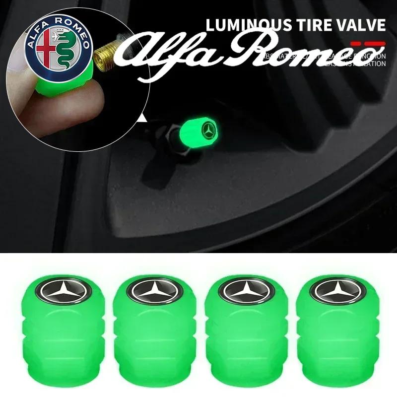 AXX2 4Pcs Car Tyre Valve Stem Luminous Caps Fluorescent Decor for Mercedes Benz W203 W204 W205 W206 W212 W213 W222 W223 E300 C200