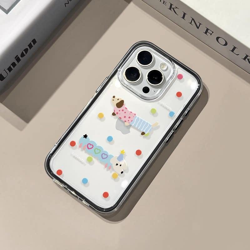 Мягкий прозрачный чехол для телефона с рисунком в горошек и таксой для Samsung Galaxy S26 Ultra S25 S23 FE S24 S22 Plus A57 A37 A55 A36 A15 A16
