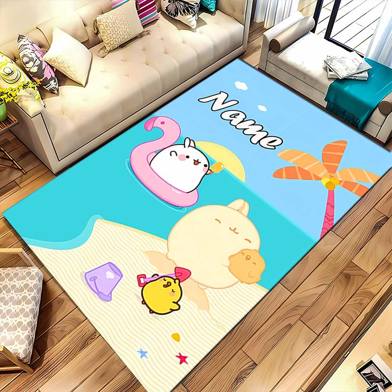 Custom personalization Molang Area Rug - Perfect For Kitchen, Bathroom,Laundry Room Decor Large Size Available,Gift All Seasons