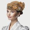 "Women's Retro British-Style Felt Turban Hat with Flowers - Perfect for Church and Derby Events"