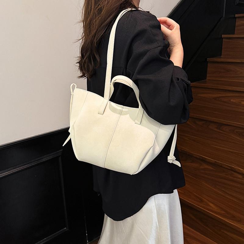 Yogodlns New Womens PU Leather Shoulder Bags Retro Tote Bag Autumn Winter Suede Large Capacity Shoulder Bag Versatile Commuting Bag